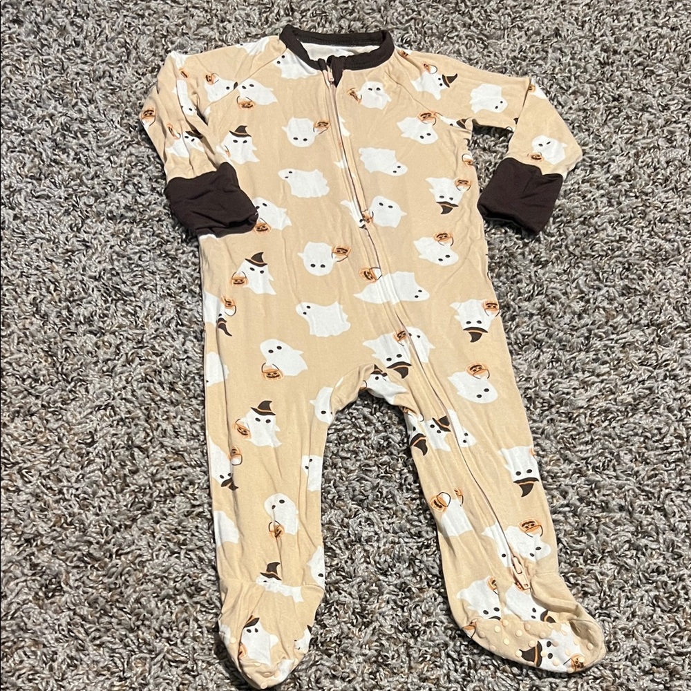 Little Stitch Ghost Print Kids Bamboo Footie